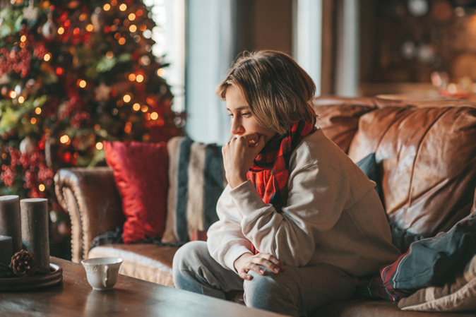 Sad young person at Christmas.