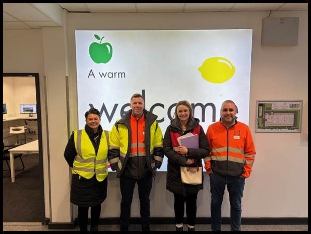 Pictured: Kerry and Laura from our Job Coach team with two managers from the LIDL warehouse.